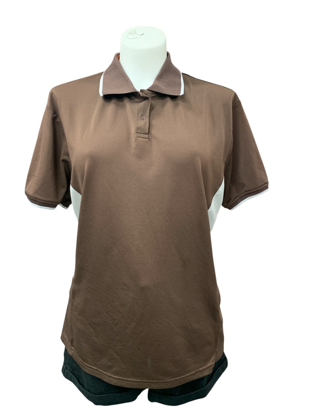 Coral Bay Brown Polo with White Accent Size L